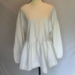 ZARA PEPLUM CREAM SWEATSHIRT-TIE BACK-SIZE LARGE